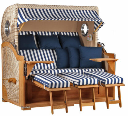 Strandkorb Baltikum XXL Bullauge Teak PE Shell Dessin 518*