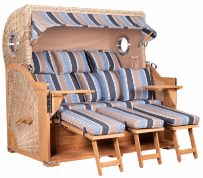 Strandkorb Baltikum XXL Bullauge Teak PE Shell Dessin 580*