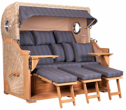 Strandkorb Baltikum XXL Bullauge Teak PE Shell Dessin 582*