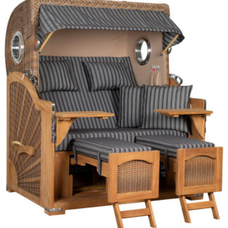Strandkorb Düne Grande Bullauge Teak PE Banana Dessin 500*