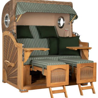 Strandkorb Düne Grande Bullauge Teak PE Banana Dessin 504*