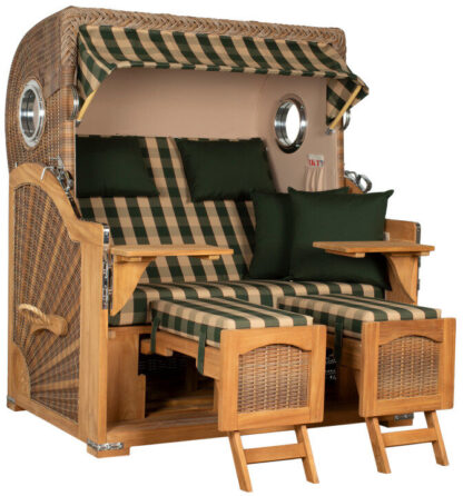 Strandkorb Düne Grande Bullauge Teak PE Banana Dessin 506*