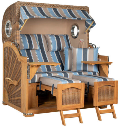 Strandkorb Düne Grande Bullauge Teak PE Banana Dessin 580*