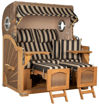 Strandkorb Düne Grande Bullauge Teak PE Banana Dessin 581*