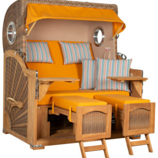 Strandkorb Düne Grande Bullauge Teak PE Banana Dessin 586*