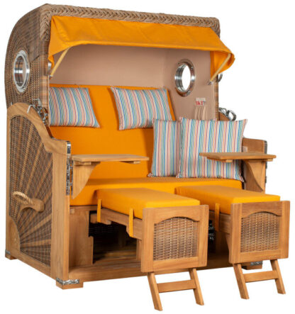 Strandkorb Düne Grande Bullauge Teak PE Banana Dessin 586*