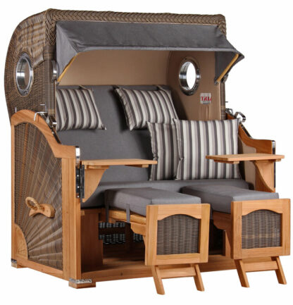 Strandkorb Düne Grande Bullauge Teak PE Grey Dessin 544*