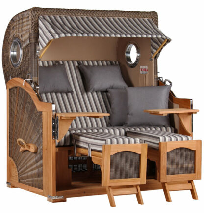 Strandkorb Düne Grande Bullauge Teak PE Grey Dessin 545*