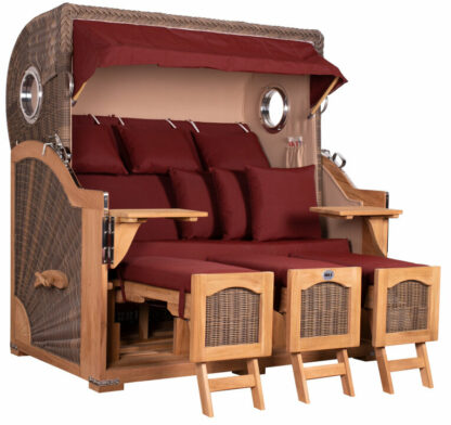 Strandkorb Düne Grande XXL Bullauge Teak PE grey Dessin 550*