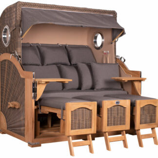 Strandkorb Düne Grande XXL Bullauge Teak PE grey Dessin 551*