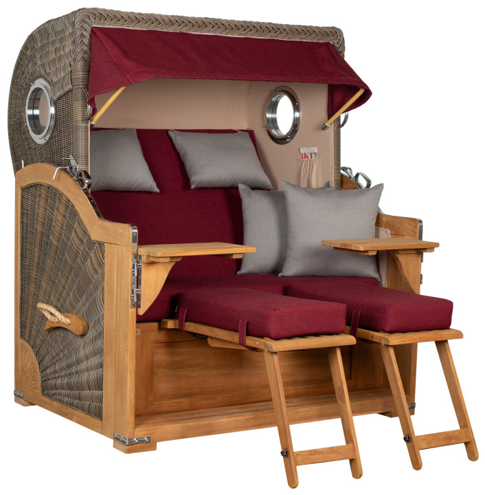 Strandkorb Norderney Teak Bullauge PE Grey Dessin 594*