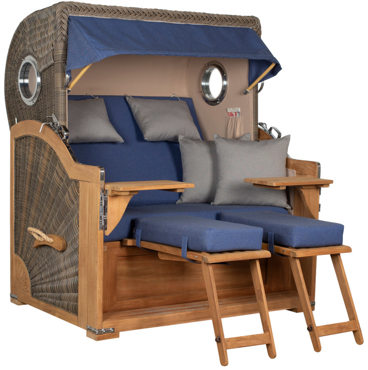 Strandkorb Norderney Teak Bullauge PE Grey Dessin 595*