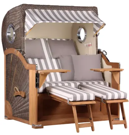 Strandkorb Norderney Teak Bullauge PE grey Dessin 513*