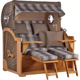 Strandkorb Norderney Teak Bullauge PE grey Dessin 522*