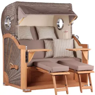 Strandkorb Norderney Teak Bullauge PE grey Dessin 534*