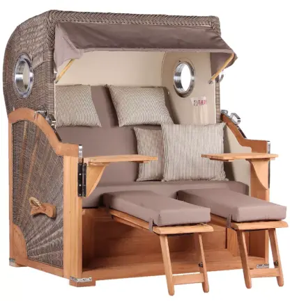 Strandkorb Norderney Teak Bullauge PE grey Dessin 534*