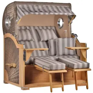 Strandkorb Norderney Teak Bullauge PE grey Dessin 537*