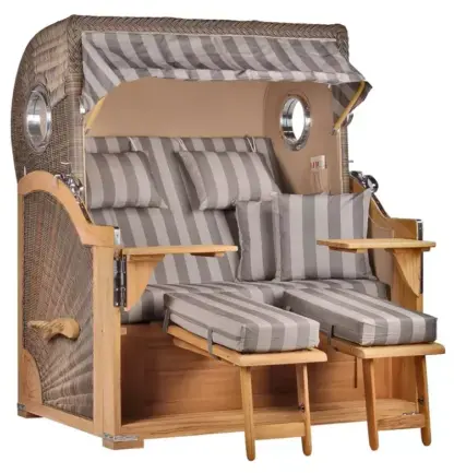 Strandkorb Norderney Teak Bullauge PE grey Dessin 537*