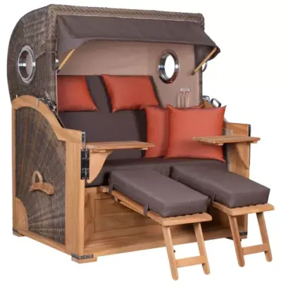 Strandkorb Norderney Teak Bullauge PE grey Dessin 591*