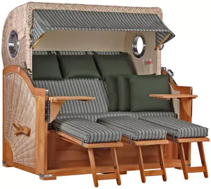 Strandkorb Norderney XXL Teak Bullauge PE shell Dessin 504*