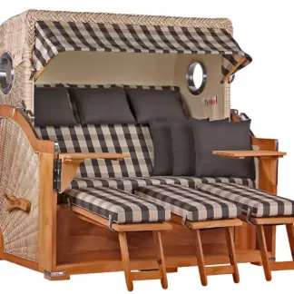 Strandkorb Norderney XXL Teak Bullauge PE shell Dessin 505*