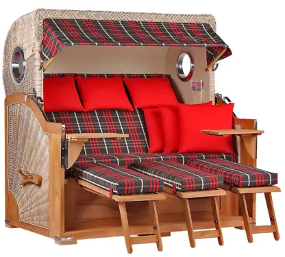 Strandkorb Norderney XXL Teak Bullauge PE shell Dessin 529*