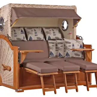 Strandkorb Norderney XXL Teak Bullauge PE shell Dessin 540*