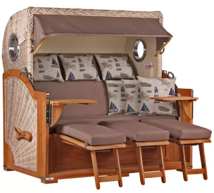 Strandkorb Norderney XXL Teak Bullauge PE shell Dessin 540*
