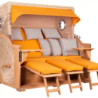 Strandkorb Norderney XXL Teak Bullauge PE shell Dessin 586*