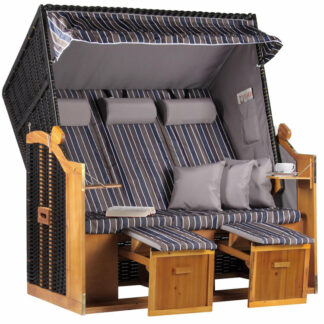 Strandkorb Ostsee XXL Wacholder PE Schwarz Dessin Anthrazit Braun*