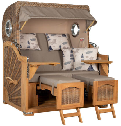 Strandkorb Rantum Grande Bullauge Teak PE Banana Dessin 540*