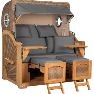 Strandkorb Rantum Grande Bullauge Teak PE Banana Dessin 551*