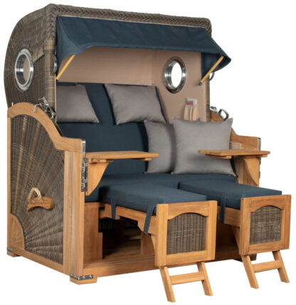 Strandkorb Rantum Grande Bullauge Teak PE Grey Dessin 593*