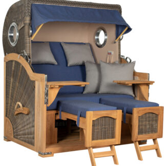 Strandkorb Rantum Grande Bullauge Teak PE Grey Dessin 595*