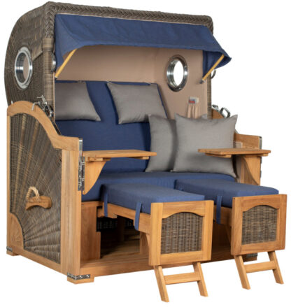 Strandkorb Rantum Grande Bullauge Teak PE Grey Dessin 595*