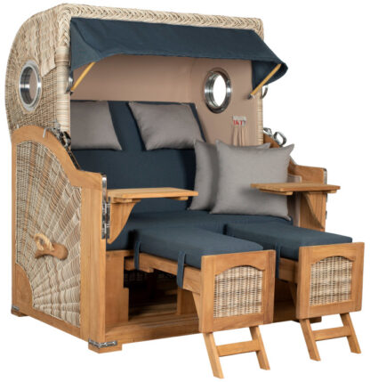 Strandkorb Rantum Grande Bullauge Teak PE Shell Dessin 593*