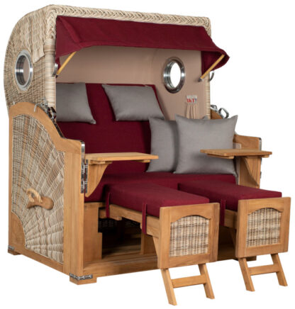 Strandkorb Rantum Grande Bullauge Teak PE Shell Dessin 594*