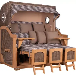 Strandkorb Rantum Grande XXL Teak Bullauge PE grey Dessin 522*