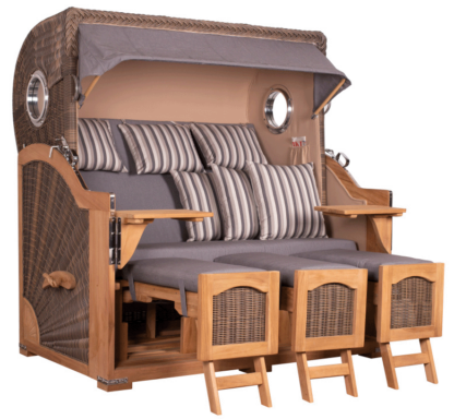 Strandkorb Rantum Grande XXL Teak Bullauge PE grey Dessin 544*
