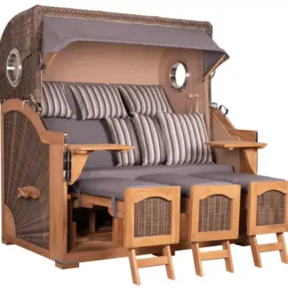 Strandkorb Rantum Grande XXL Teak Bullauge PE grey Dessin 544*