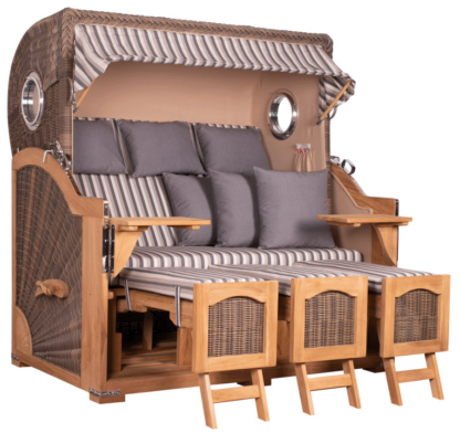 Strandkorb Rantum Grande XXL Teak Bullauge PE grey Dessin 545*