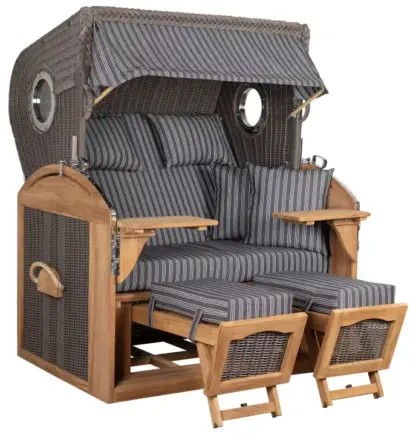 Strandkorb Werdum XL Teak PE grey Dessin 500*