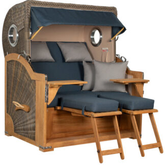 Strandkorb Westerland Teak Bullauge PE Grey Dessin 593*