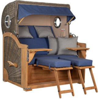 Strandkorb Westerland Teak Bullauge PE Grey Dessin 595*