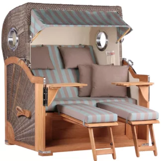 Strandkorb Westerland Teak Bullauge PE grey Dessin 520*