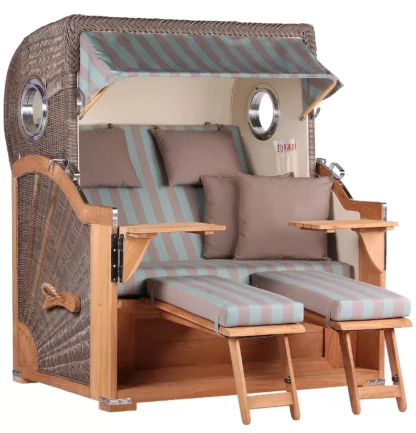 Strandkorb Westerland Teak Bullauge PE grey Dessin 520*