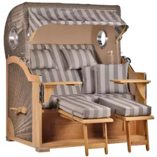 Strandkorb Westerland Teak Bullauge PE grey Dessin 537*