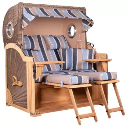 Strandkorb Westerland Teak Bullauge PE grey Dessin 580*