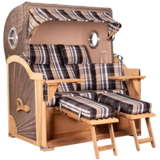 Strandkorb Westerland Teak Bullauge PE grey Dessin 583*