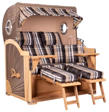 Strandkorb Westerland Teak Bullauge PE grey Dessin 583*